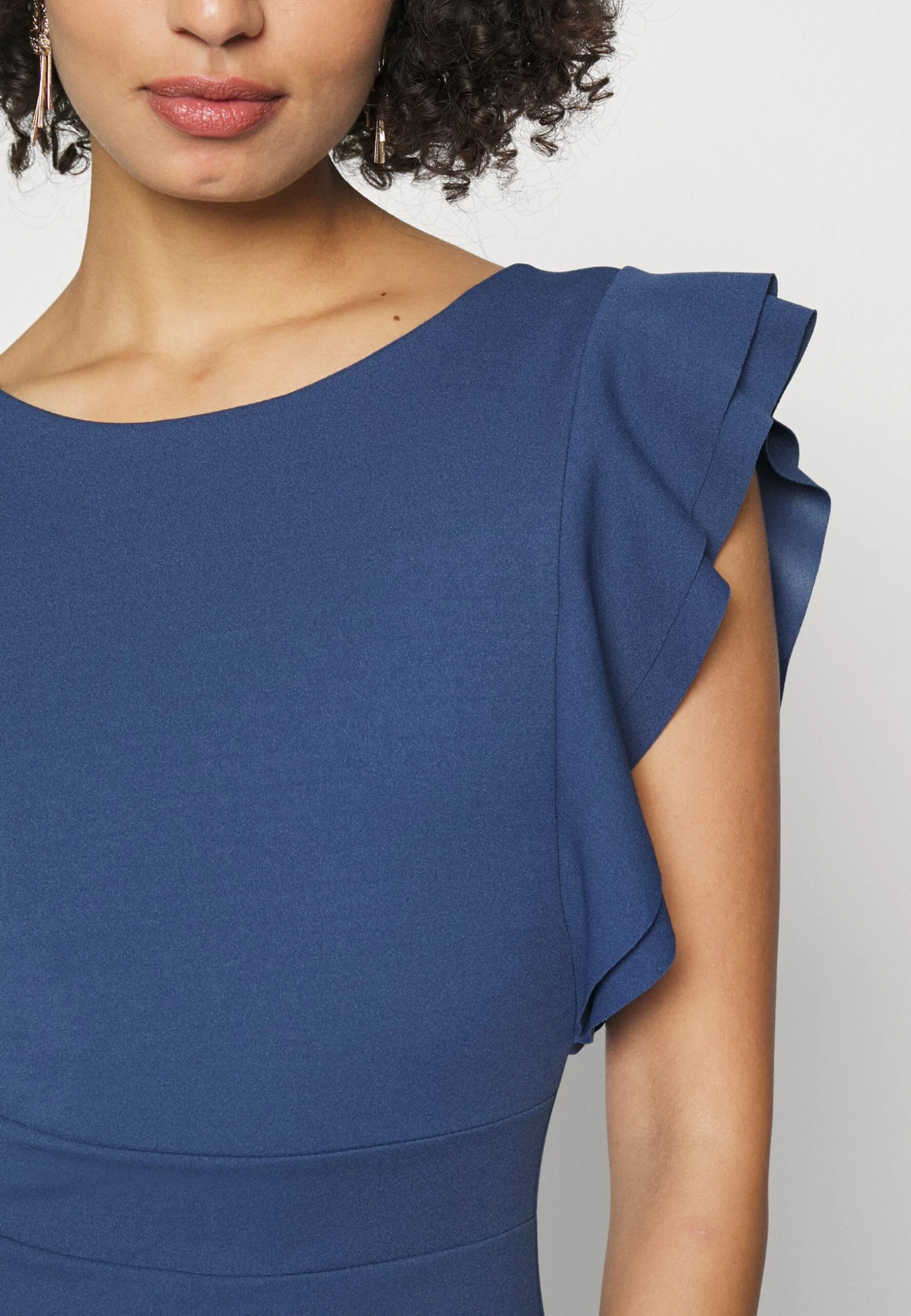 Diana Ruffle Sleeve Midi Dress - Jerseyjurk - Denim Blue 8 Diana Ruffle Sleeve Midi Dress - Jerseyjurk - Denim Blue - Afbeelding 6