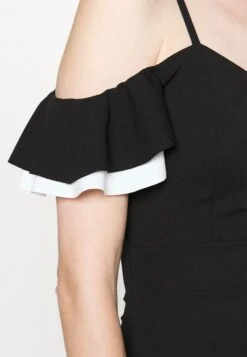 Simah Frill Midi Dress - Jurk - Black/White -Wal G 1b4979cef14a41638ec9c97ea128c690