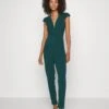 Wal G Short Sleeve V Neck - Jumpsuit - Forest Green -Wal G 22457ea4cad646ed9882f1584a3339ed
