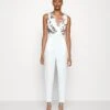 Contrast Plunge - Jumpsuit - White -Wal G 268d7655a8914bd590d86dd62f789c38