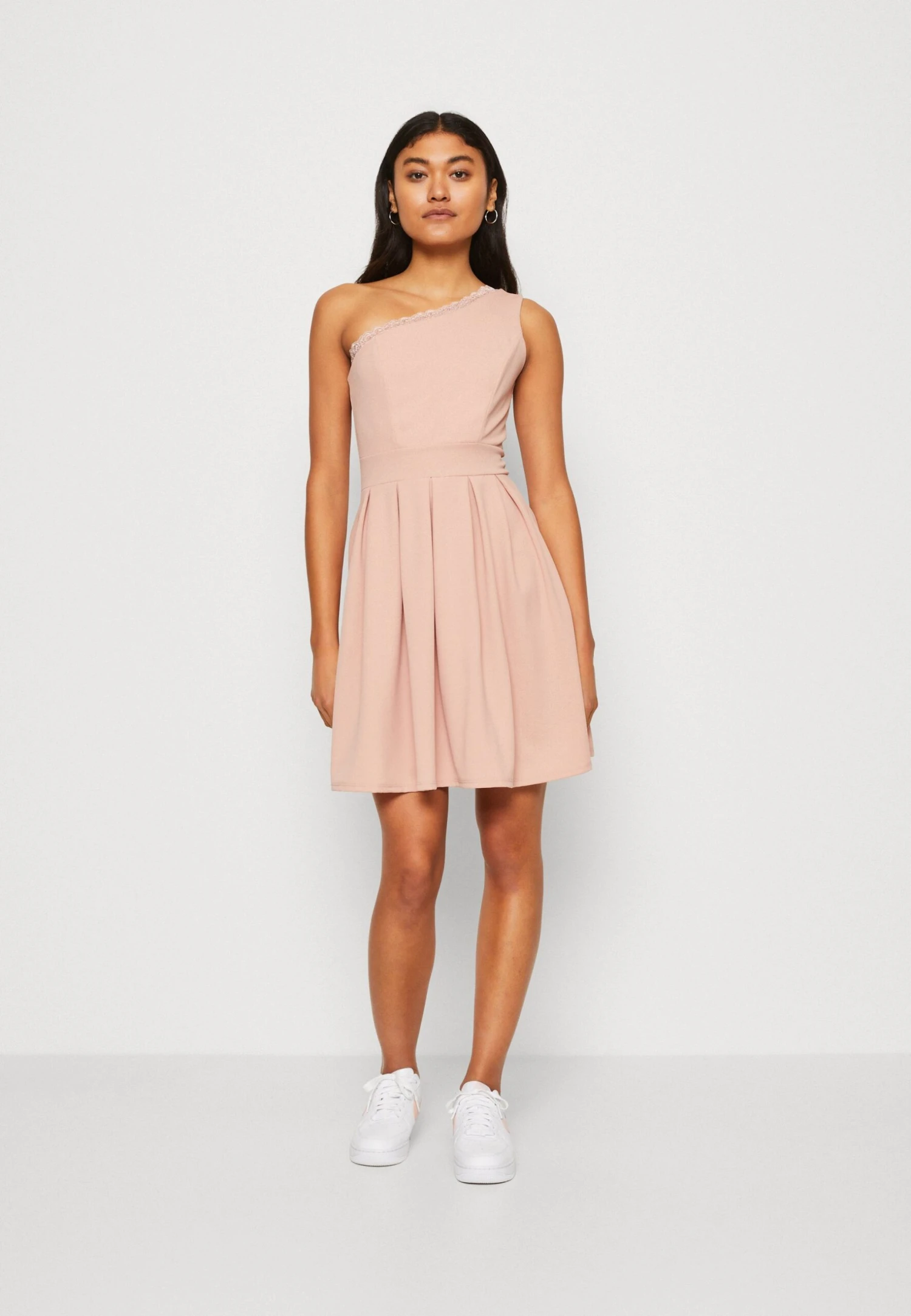 Wal G Vanya One Shoulder Skater Dress - Jerseyjurk - Blush Pink 3 Wal G Vanya One Shoulder Skater Dress - Jerseyjurk - Blush Pink