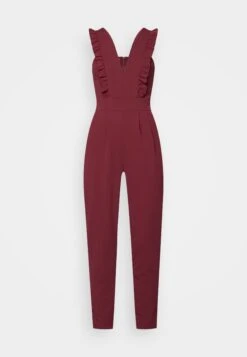 Wal G Rayna Ruffled- Jumpsuit - Berry Wine -Wal G 40bd88d462314252b4e78353e0d69f10