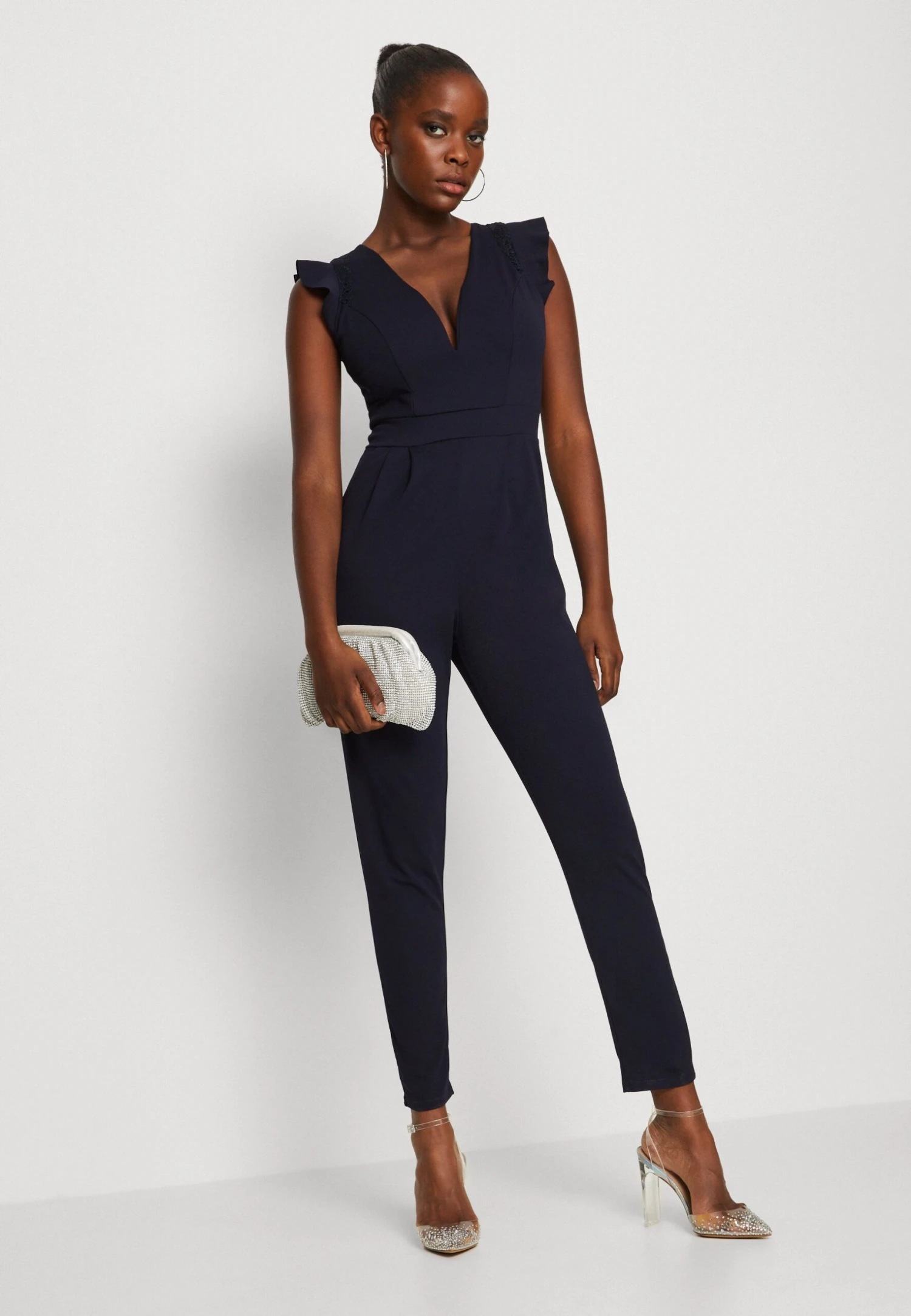 Wal G Ruffle With Back Insert - Jumpsuit - Navy Blue 6 Wal G Ruffle With Back Insert - Jumpsuit - Navy Blue - Afbeelding 4