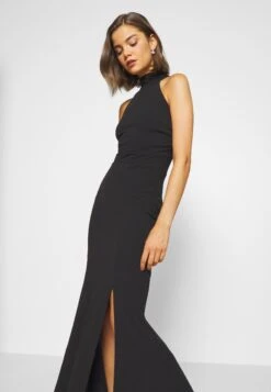 Wal G Sara Halter Neck Maxi Dress - Galajurk - Black -Wal G 4a6160f4cd5e49e88de4172cb10cfb75