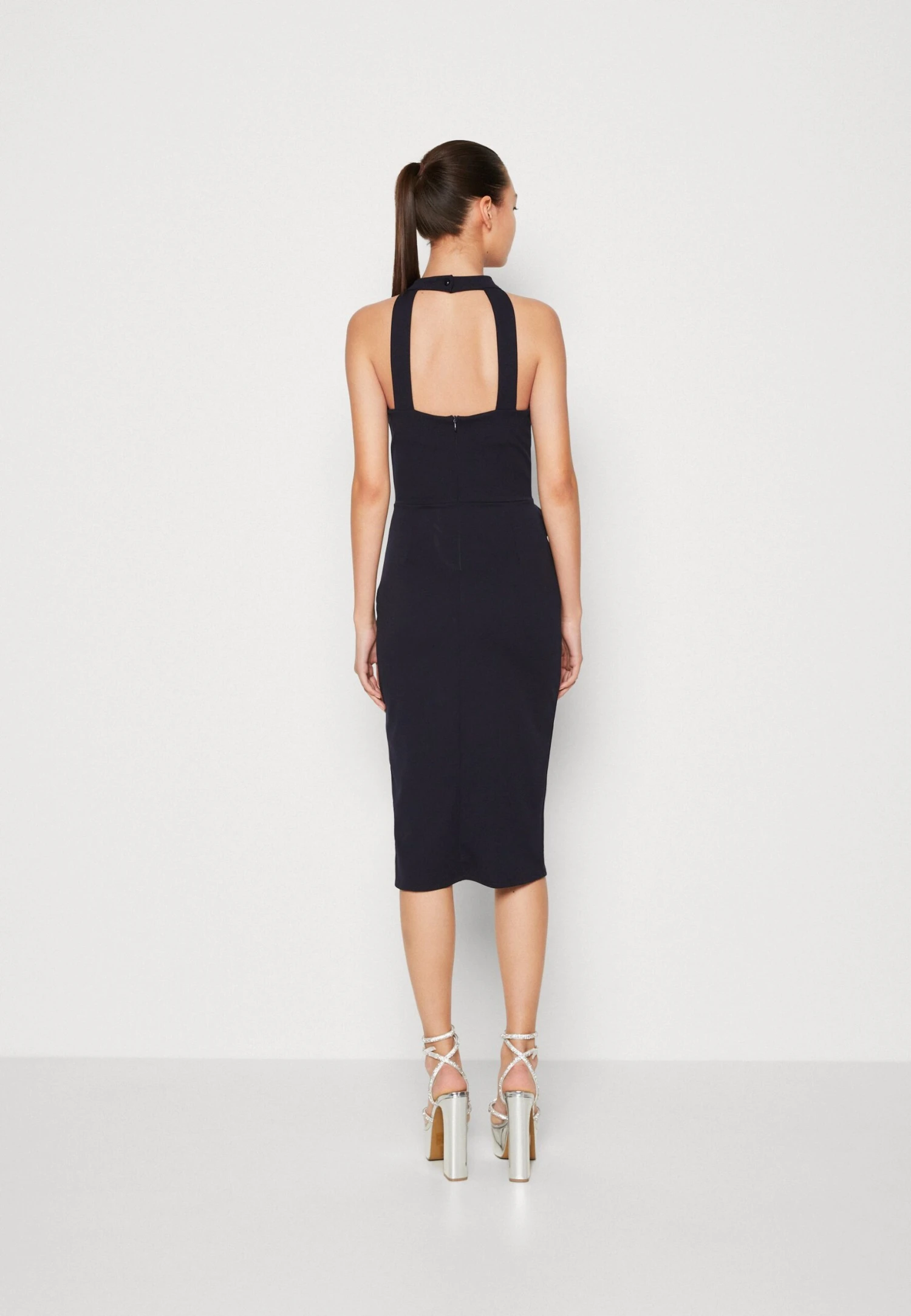 Wal G Sasha Frill Neck Midi Dress - Jerseyjurk - Navy Blue 5 Wal G Sasha Frill Neck Midi Dress - Jerseyjurk - Navy Blue - Afbeelding 3