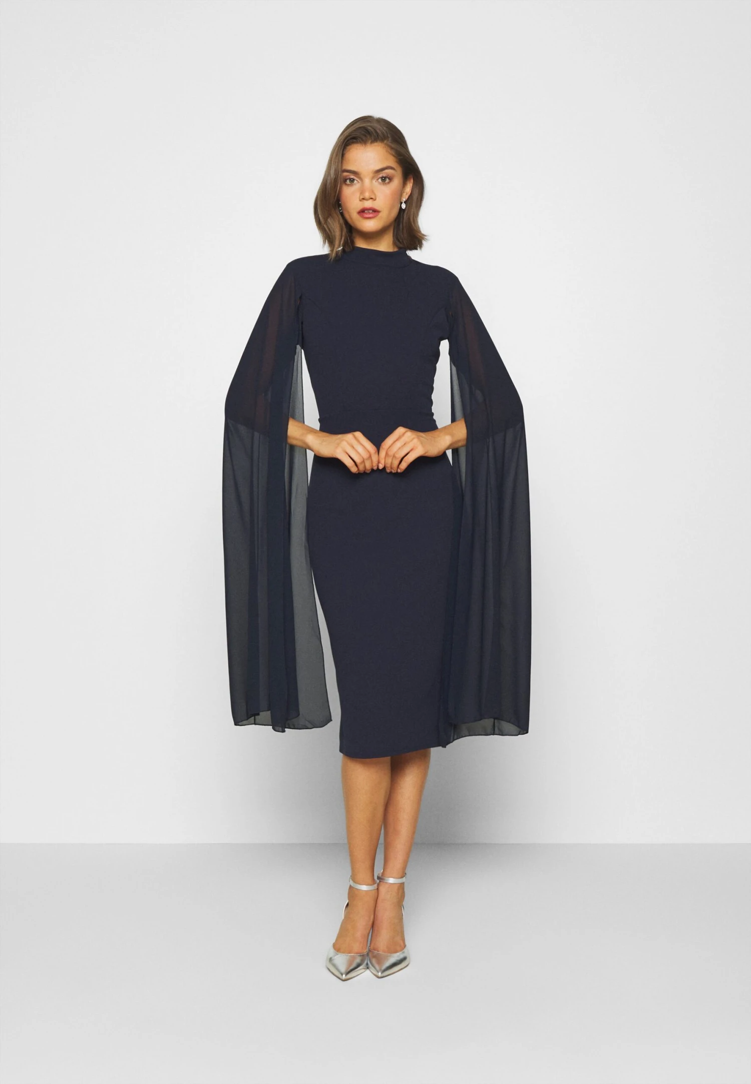 Wal G Cape Sleeve Dress - Cocktailjurk - Navy Blue 3 Wal G Cape Sleeve Dress - Cocktailjurk - Navy Blue