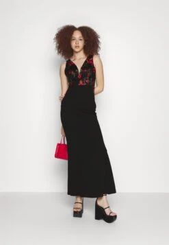 Wal G Embroidered Lace Maxi - Cocktailjurk - Black/Red -Wal G 5d50fe95f592445ba7b26ea002ef28c9