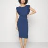 Diana Ruffle Sleeve Midi Dress - Jerseyjurk - Denim Blue 2 Diana Ruffle Sleeve Midi Dress - Jerseyjurk - Denim Blue -Wal G 5ee39e3894024adab76bd7d6f872ba50