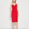 Wal G Dolly V Neck Midi - Jerseyjurk - Red -Wal G 621a413e44c24ce89a821c5ebbe2df3a