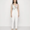 Contrast Plunge - Jumpsuit - White Floral 2 Contrast Plunge - Jumpsuit - White Floral -Wal G 63e259251b9f4090a93f61bb5a524355
