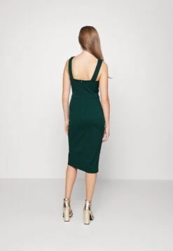 Celia V Neck Midi Dress - Cocktailjurk - Forest Green -Wal G 65503187ea0944f5a2aaa634ebf8a287