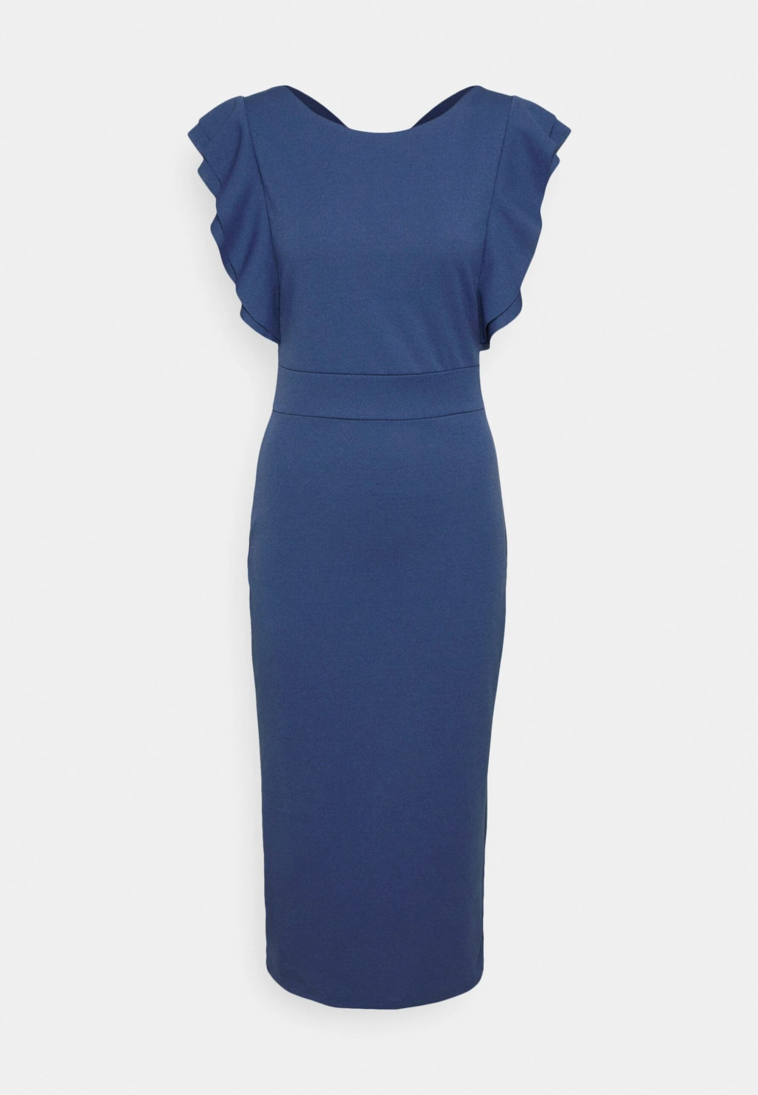 Diana Ruffle Sleeve Midi Dress - Jerseyjurk - Denim Blue 9 Diana Ruffle Sleeve Midi Dress - Jerseyjurk - Denim Blue - Afbeelding 7