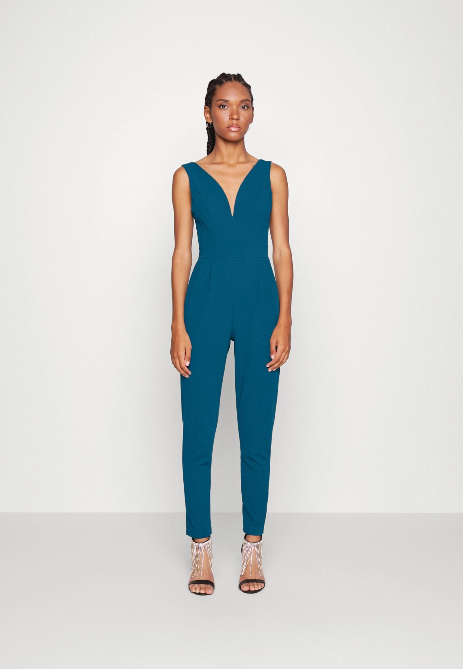 Wal G V Neck - Jumpsuit - Dark Teal Blue 3 Wal G V Neck - Jumpsuit - Dark Teal Blue