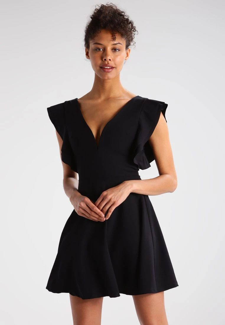 Wal G Lucia V Neck Frill Sleeve Skater Dress - Cocktailjurk - Black 3 Wal G Lucia V Neck Frill Sleeve Skater Dress - Cocktailjurk - Black