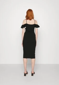 Wal G Simah Frill Midi Dress - Jerseyjurk - Black/White -Wal G 875e0b883e7b4f489069f67f47a236f0