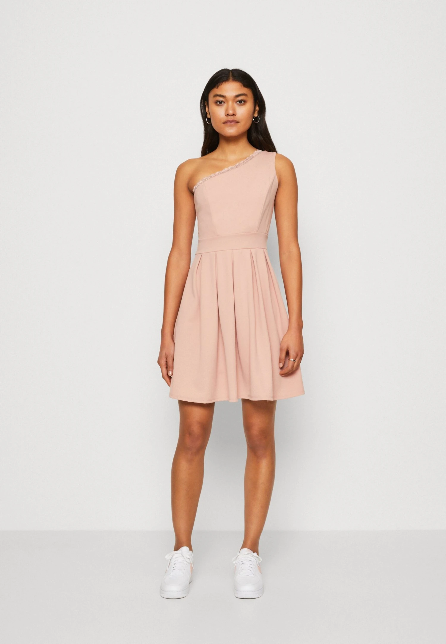 Wal G Vanya One Shoulder Skater Dress - Jerseyjurk - Blush Pink 4 Wal G Vanya One Shoulder Skater Dress - Jerseyjurk - Blush Pink - Afbeelding 2