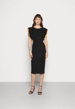 Wal G Kelly Ruffle Sleeve Midi Dress - Cocktailjurk - Black