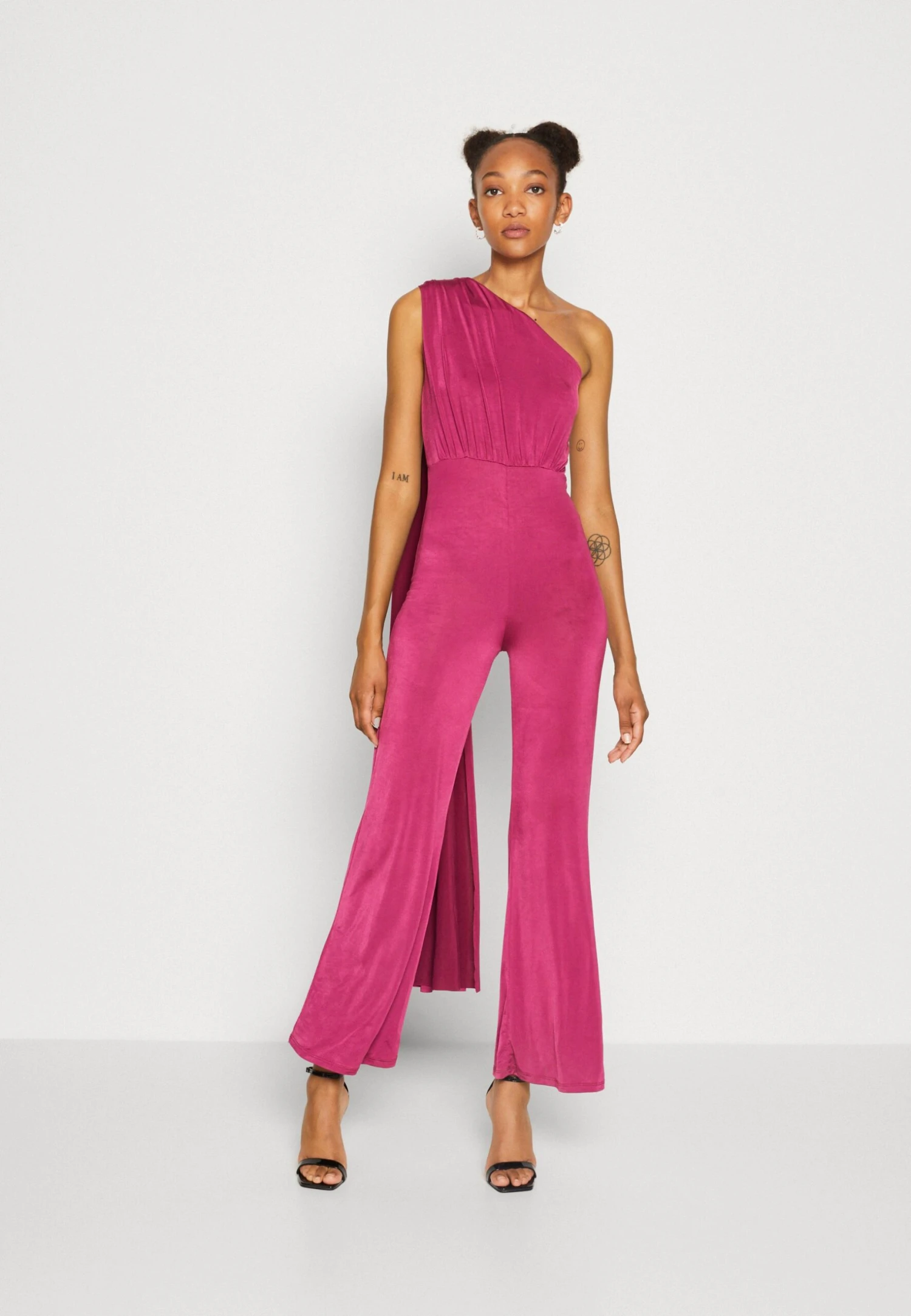 Wal G Cece Cape Sleeve- Jumpsuit - Magenta 3 Wal G Cece Cape Sleeve- Jumpsuit - Magenta