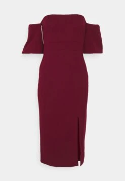 Wal G Cylon Off Shoulder Midi Dress - Cocktailjurk - Berry Wine -Wal G b6798e32465647ea85e9349a9e92b72d