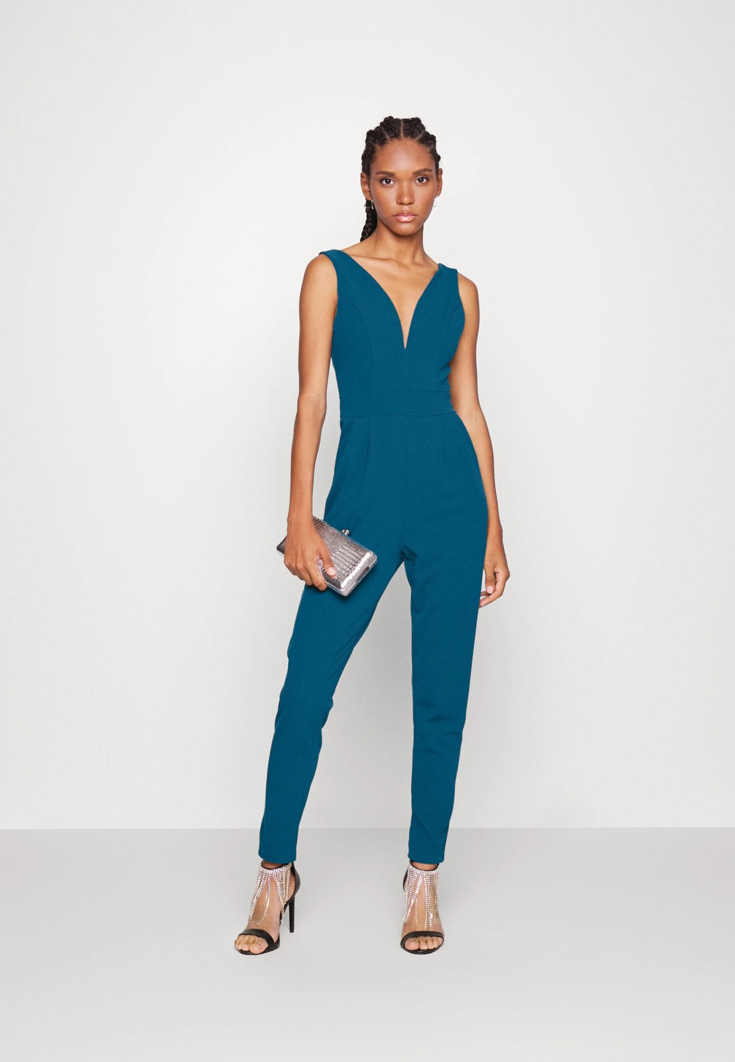 Wal G V Neck - Jumpsuit - Dark Teal Blue 4 Wal G V Neck - Jumpsuit - Dark Teal Blue - Afbeelding 2