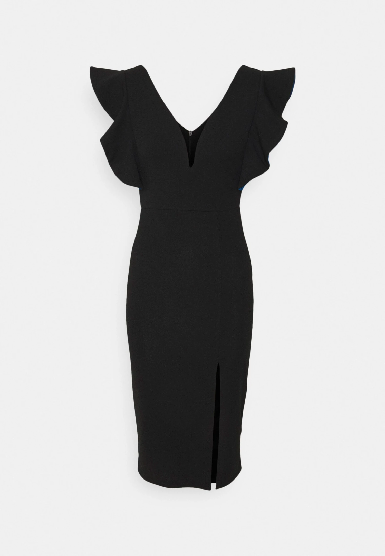 Wal G V Neck Ruffle Sleeve Midi Dress - Cocktailjurk - Black/Royal Blue 7 Wal G V Neck Ruffle Sleeve Midi Dress - Cocktailjurk - Black/Royal Blue - Afbeelding 5