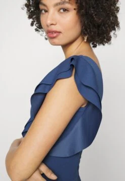 Diana Ruffle Sleeve Midi Dress - Jerseyjurk - Denim Blue 17 Diana Ruffle Sleeve Midi Dress - Jerseyjurk - Denim Blue -Wal G cec23edf7b544d50ba274369ac85e993