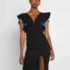 Wal G V Neck Ruffle Sleeve Midi Dress - Cocktailjurk - Black/Royal Blue 1 Wal G V Neck Ruffle Sleeve Midi Dress - Cocktailjurk - Black/Royal Blue -Wal G d264cacac3474a26b149205b3794190d