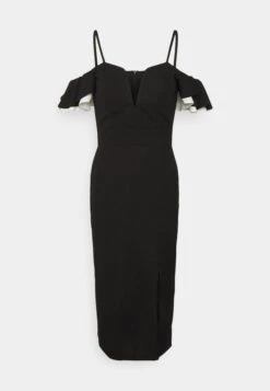 Wal G Simah Frill Midi Dress - Jerseyjurk - Black/White -Wal G d76854ec5b7e4b08beadaaa212536aca