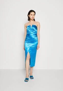 Wal G Party Ben V Neck Midi - Cocktailjurk - Ocean Blue