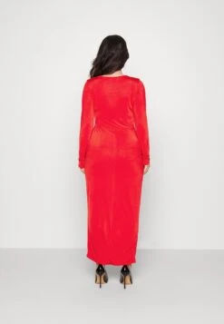 Mag V Neck Midi - Jurk - Red -Wal G da87edfba85e48449315f6fcc0321e66