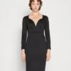 Wal G Zanad V Neck Midi - Jerseyjurk - Black -Wal G e15ce673c1234577ab35c58952f4f9d6