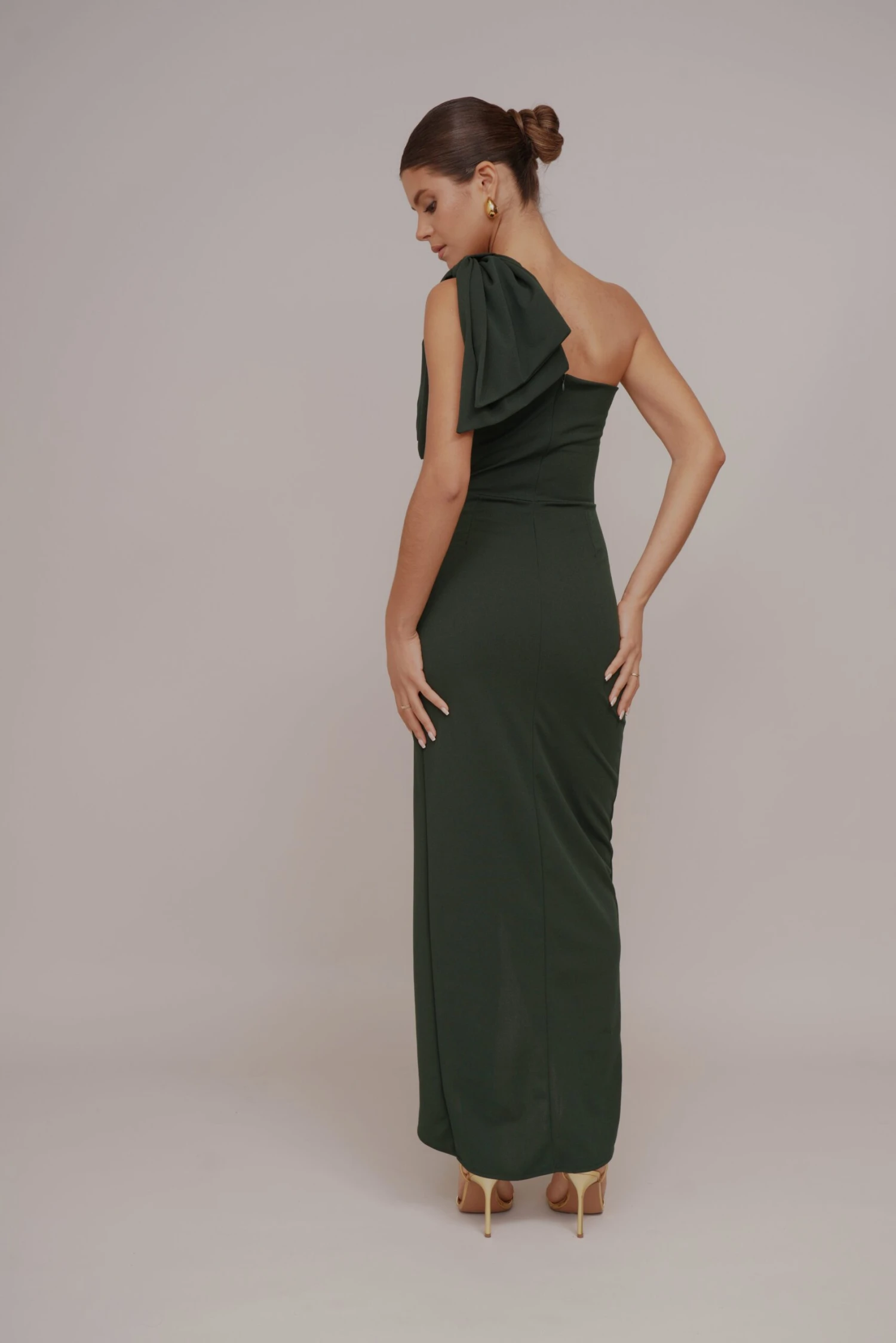 Wal G ROBINA BOW ONE SHOULDER MAXI - Cocktailjurk - Forest Green 5 Wal G ROBINA BOW ONE SHOULDER MAXI - Cocktailjurk - Forest Green - Afbeelding 3