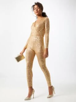 Wal G Lange Jumpsuits Jumpsuit Dames Goudgeel -Wal G f1a6bef0c2f1f540fa0437b029817c10