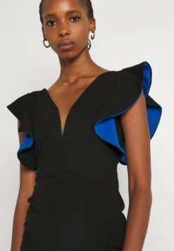 Wal G V Neck Ruffle Sleeve Midi Dress - Cocktailjurk - Black/Royal Blue 11 Wal G V Neck Ruffle Sleeve Midi Dress - Cocktailjurk - Black/Royal Blue -Wal G f8e488afb06243f49404a12e048fb0a5